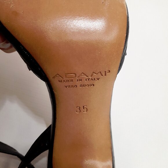 ADAMI Pinup Stiletto Heel Pumps with Ruffle Detail in Jet Black Leather - Picture 15 of 15